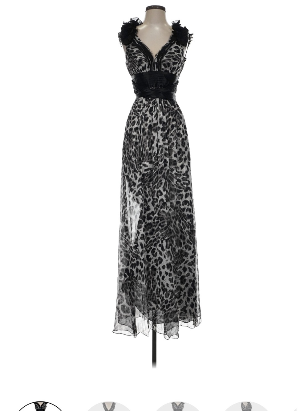 BCBGMaxAzria Black and White Leopard Print V-Neck Maxi Dress